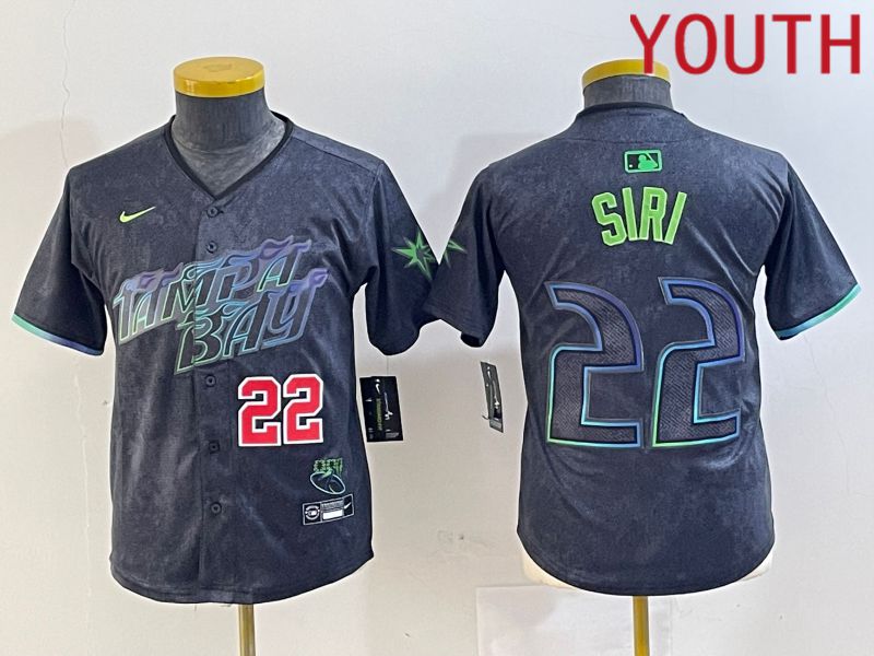 Youth Tampa Bay Rays 22 Siri Black City Edition Nike 2024 MLB Jersey style 2